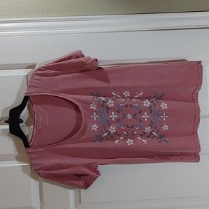 Lucky Brand Vintage Wash Graphic Floral Tee Size Large